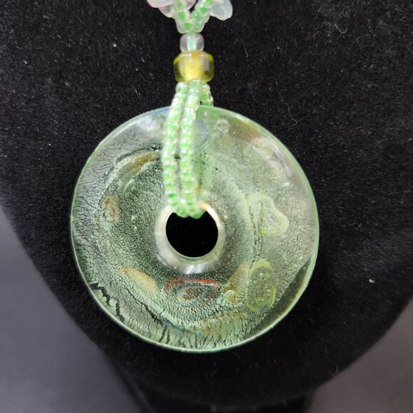 Artglass Murano Millifiori Style Glass Necklace & Pendant Pastel Colours - Picture 3 of 8